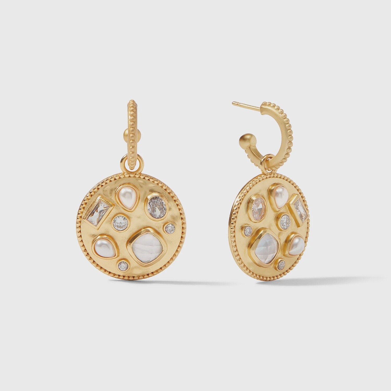 Antonia Mosaic Hoop &amp; Charm Earring - Clear Crystal