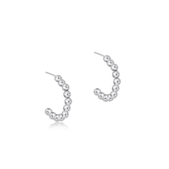 Beaded Classic 1&quot; Post Hoop - 3mm Sterling