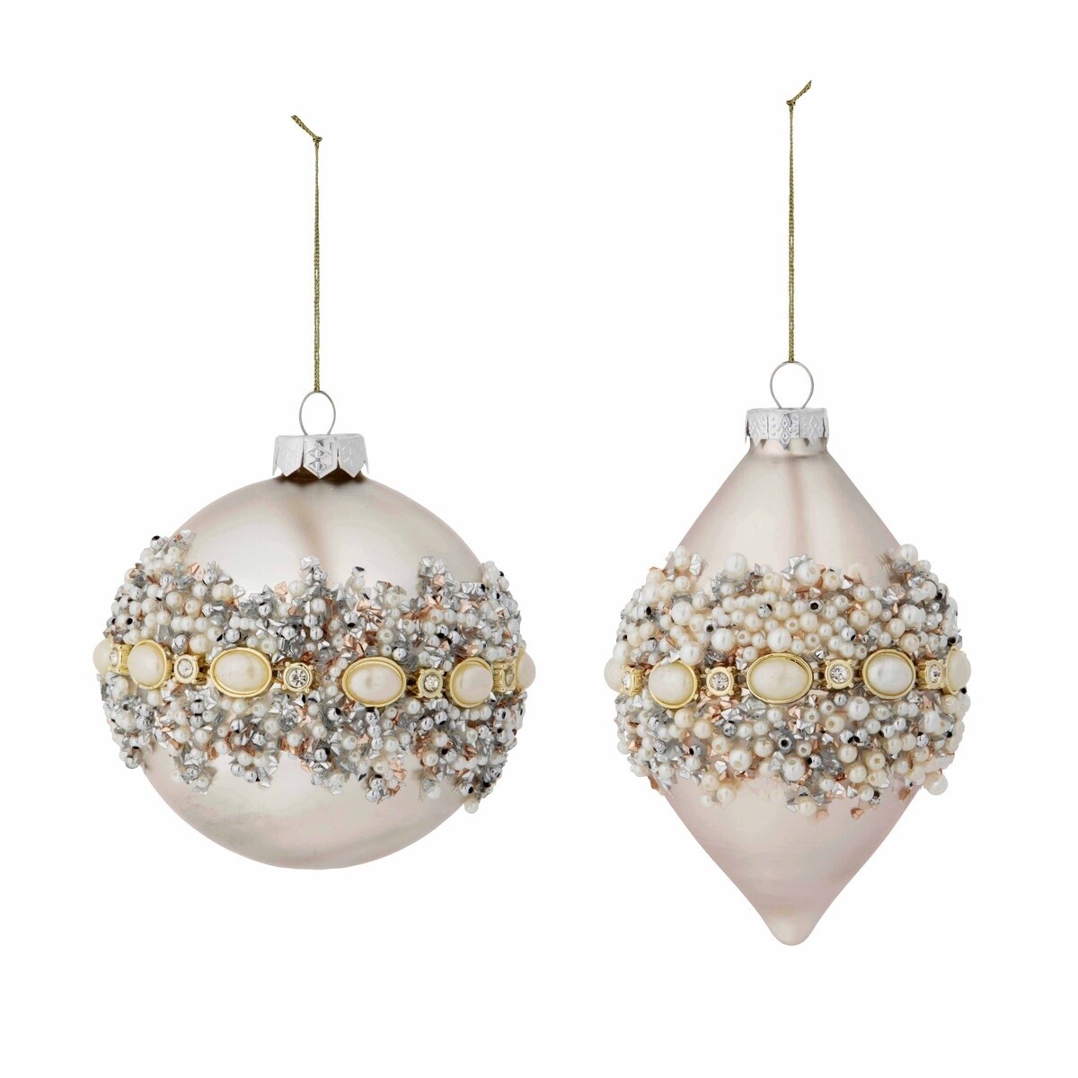 Pearl and Jewel Crusted Glass Ornament