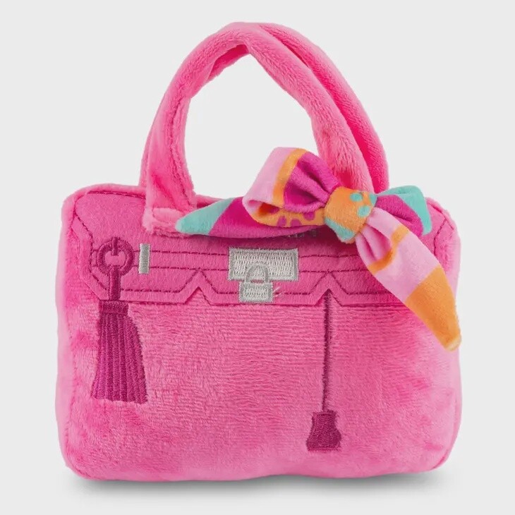 Barkin Bag - Pink w/ Scarf **RICH BITCH** Squeaker Dog Toy