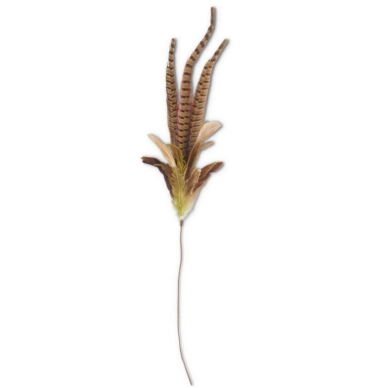_____34 Inch Ring Neck Feather Spray w/Green Feathers