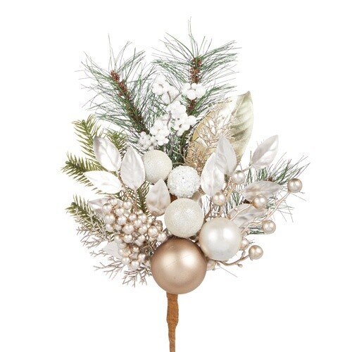 15&quot; Mixed Pine and Metallic Ornament Pick