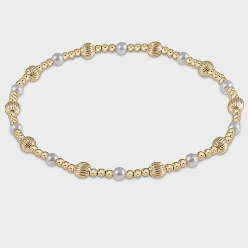 Dignity Sincerity Pattern 4mm Bead Bracelet - Pearl