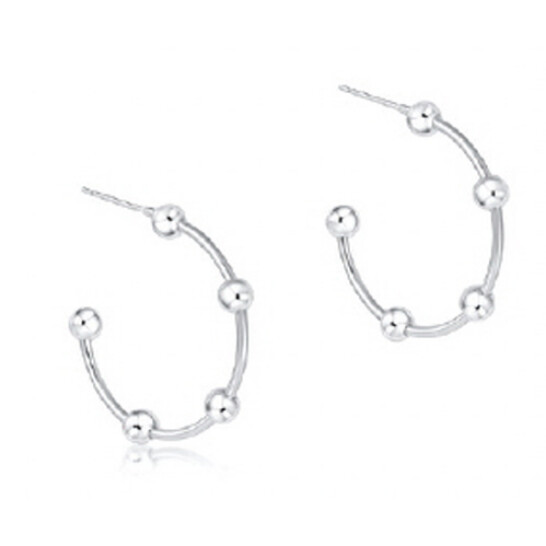 Beaded Simplicity 1&quot; Sterling Post Hoop - 4mm Sterling