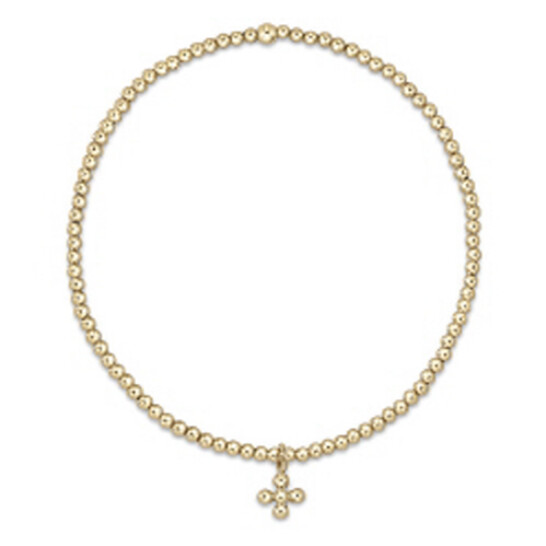 Classic Gold 3mm Bead Bracelet - Classic Beaded Signature Cross Gold Charm
