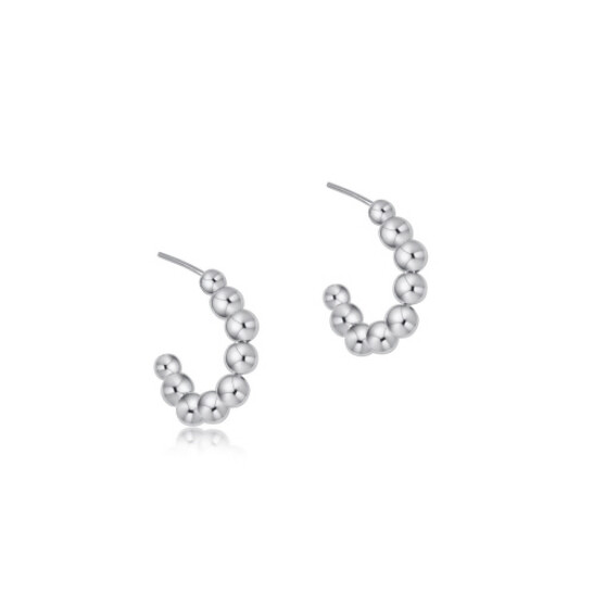 Beaded Classic 1&quot; Post Hoop - 4mm Sterling