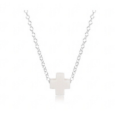 16&quot; Necklace Sterling - Signature Cross Off-White