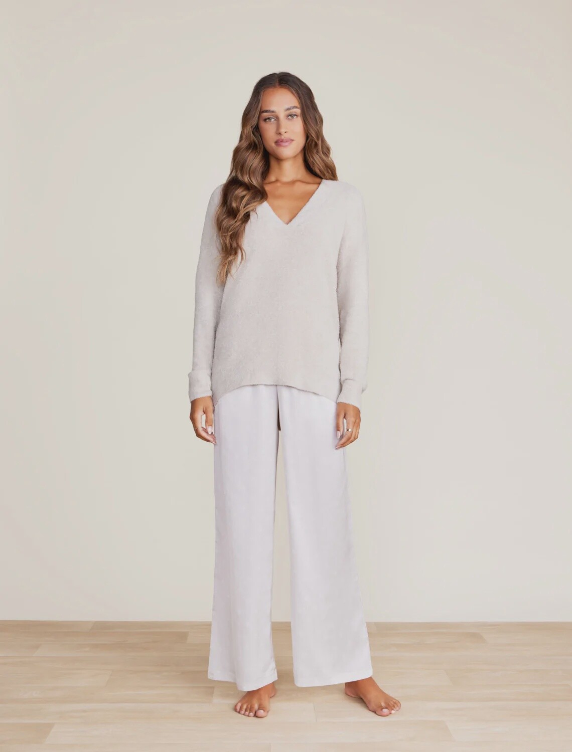 CozyChic Lite® V-Neck Seamed Pullover - Stone