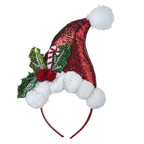 13&quot; Santa Hat Headband With Holly