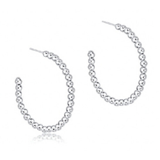Beaded Classic 1.25&quot; Post Hoop - 3mm Sterling
