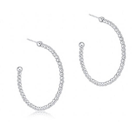 Beaded Classic 1.25&quot; Post Hoop - 2mm Sterling