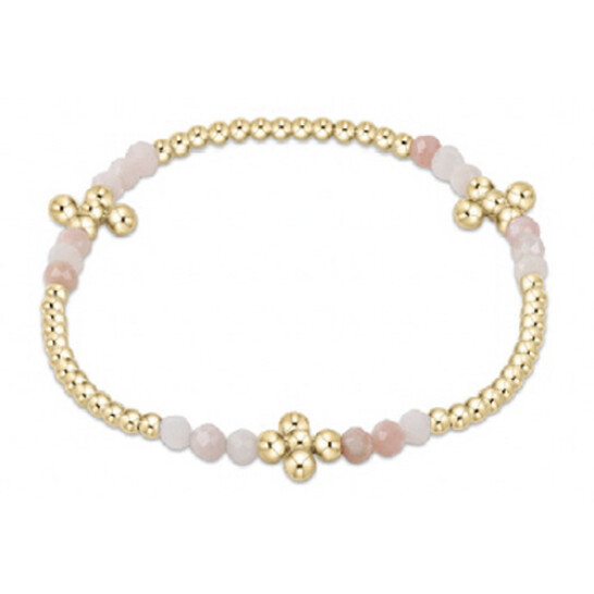 Signature Cross Gold Bliss Pattern 2.5mm Bead Bracelet - Pink Opal