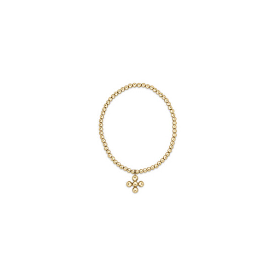 Classic Gold 3mm Bracelet - Signature Cross - 4mm Bead