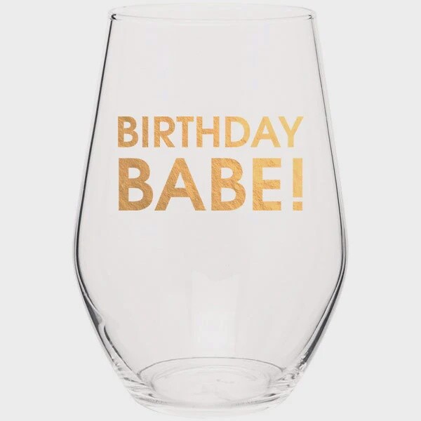 Birthday Babe - Gold Foil Wine Glass