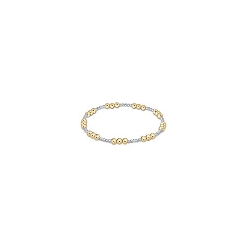 Classic Joy Pattern 4mm Bead Bracelet - Mixed Metal