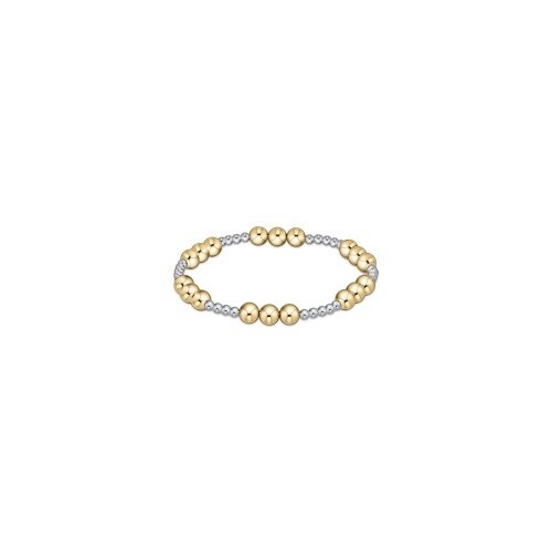 Classic Joy Pattern 6mm Bead Bracelet - Mixed Metal