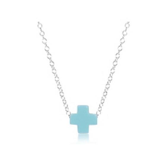 16&quot; Necklace Sterling - Signature Cross Turqoise