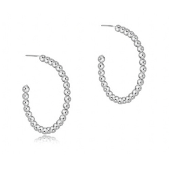 Beaded Classic 1.25&quot; Post Hoop - 4mm Sterling