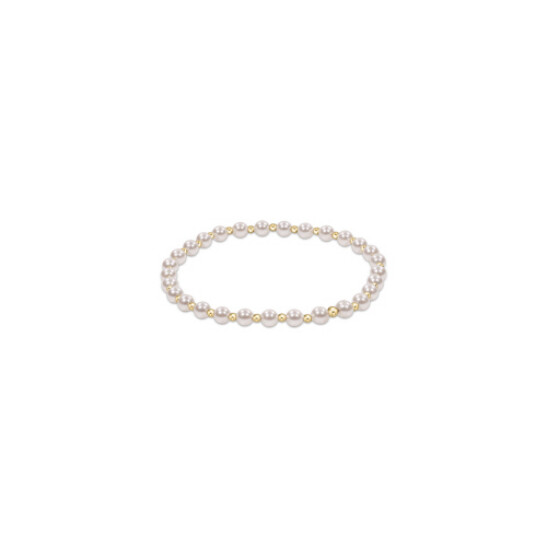Classic Grateful Pattern 4mm Bead Bracelet - Pearl