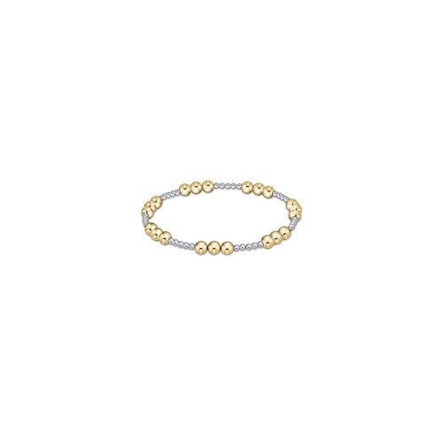 Classic Joy Pattern 5mm Bead Bracelet - Mixed Metal