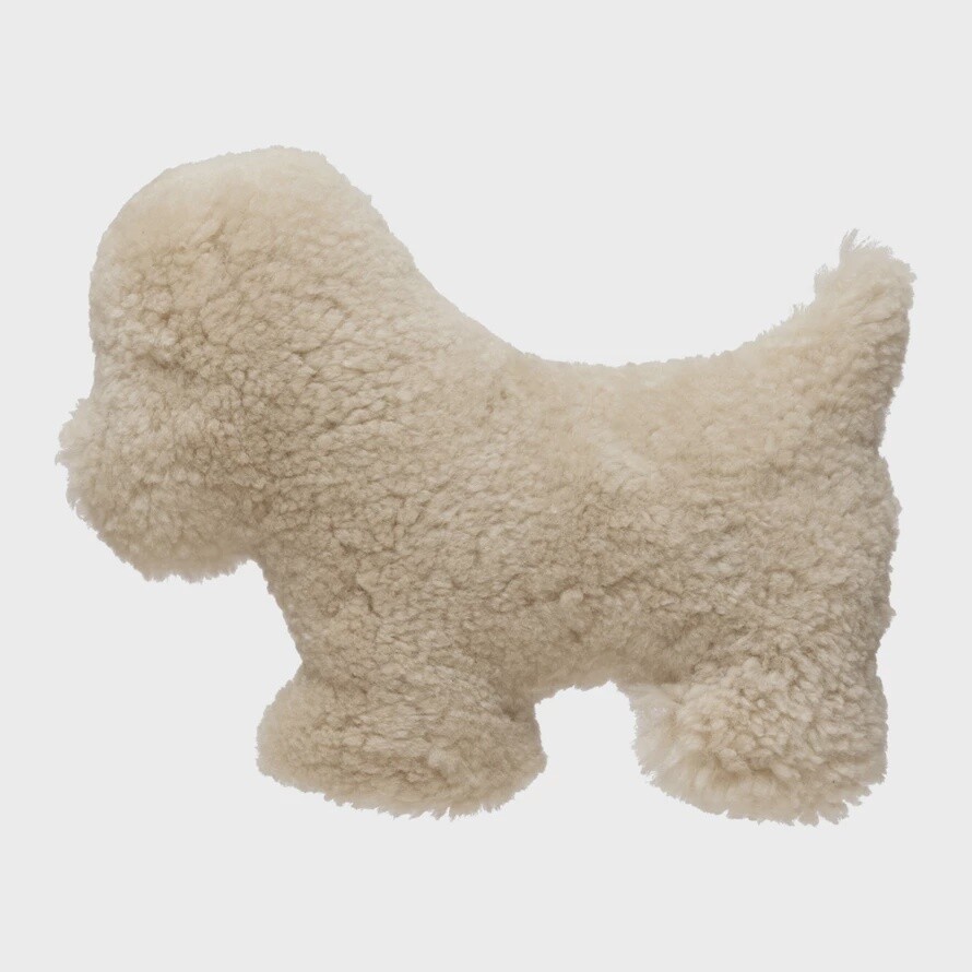 17&quot; x 11&quot; New Zealand Lamb Fur Dog Shaped Pillow