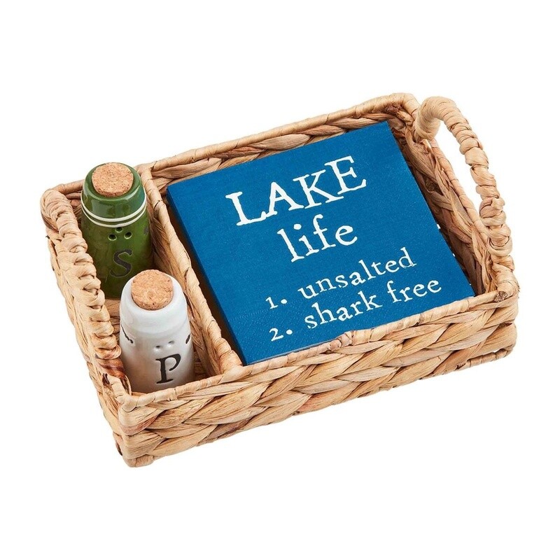 Lake Salt/Pepper &amp; Napkin Basket Set