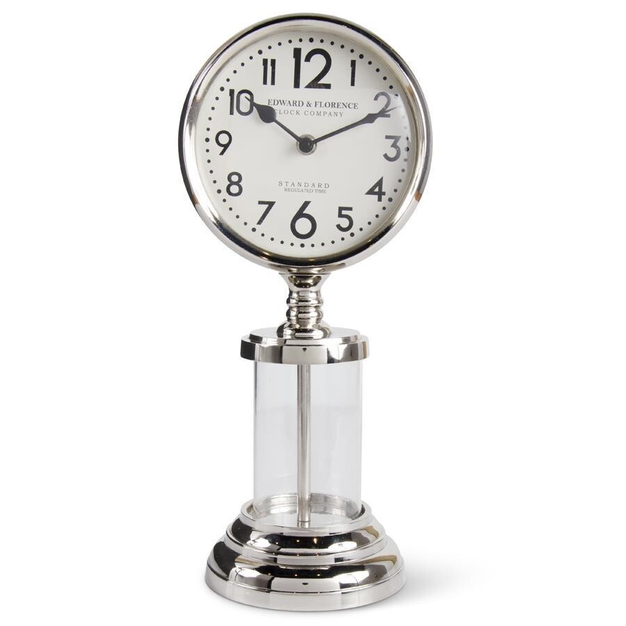 15 Inch Polished Silver Vintage Gas Pump Clock