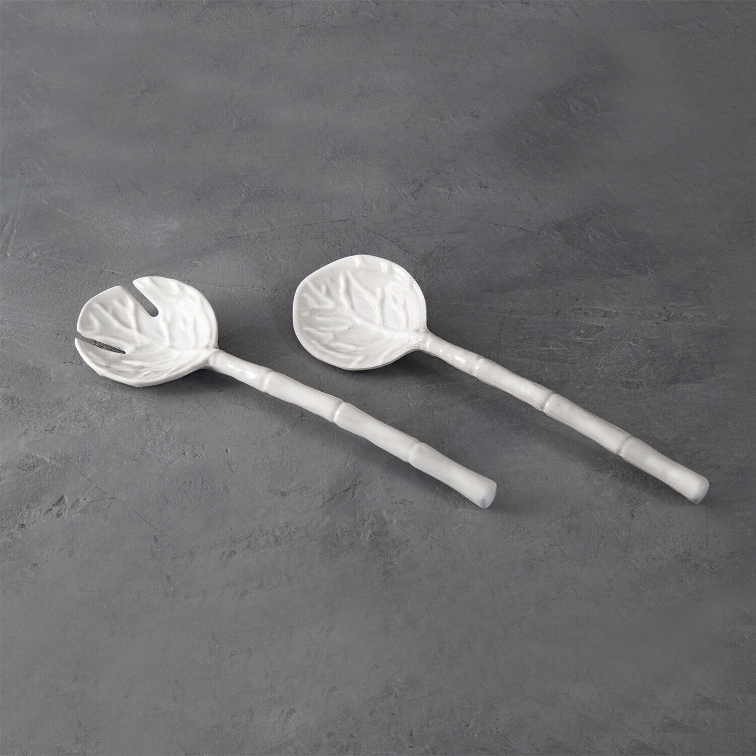 VIDA Lettuce Large Salad Servers (White)