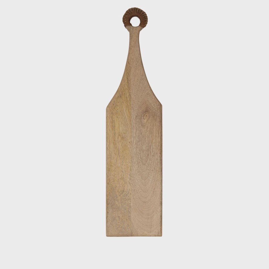 28&quot; Mango Wood Cheese/Cutting Board with Braided Leather Handle