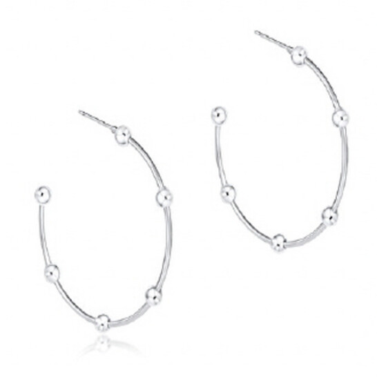Beaded Simplicity 1.5&quot; Sterling Post Hoop - 4mm Sterling