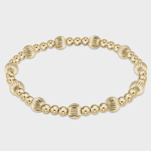 Dignity Sincerity Pattern 6mm Bead Bracelet - Gold