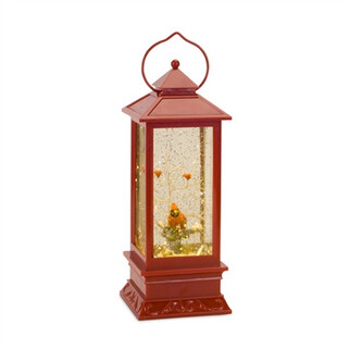LED Lighted Snow Globe Cardinals Lantern
