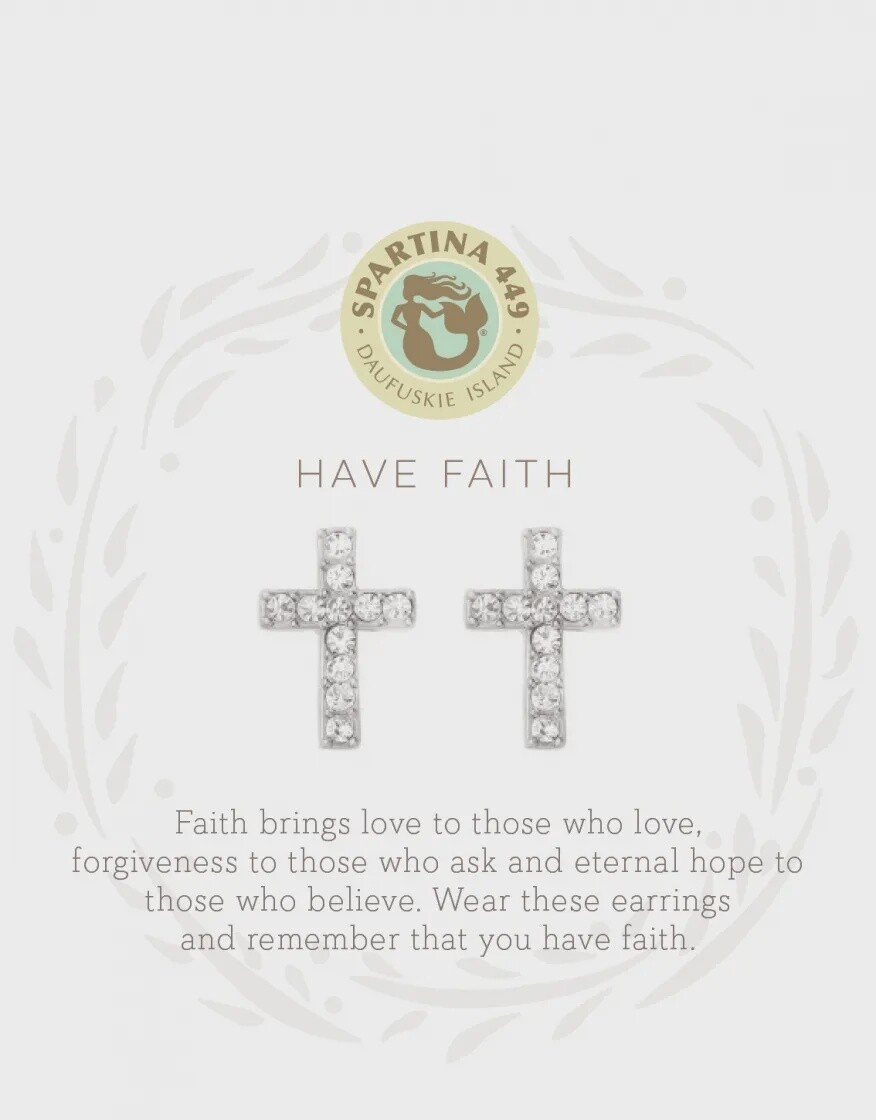 Sea La Vie Stud Earrings Have Faith/Cross SIL