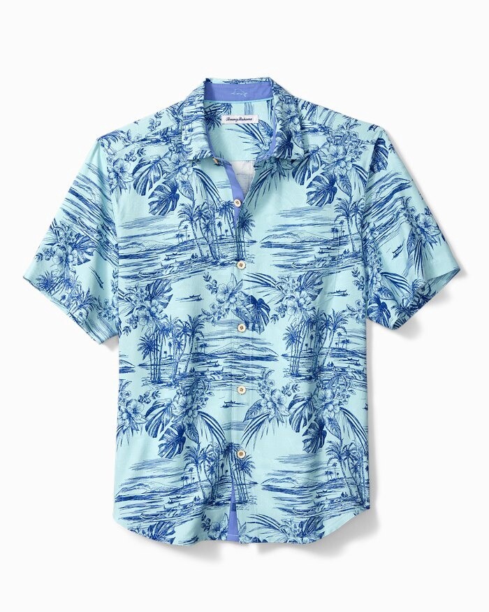 Beach Bluff Silk Camp Shirt, Size: Large, Colour: Meditate