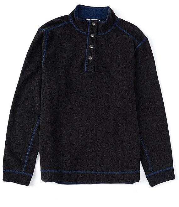 Fliprider Snap Mock Pullover, Size: Medium, Colour: Black Heather