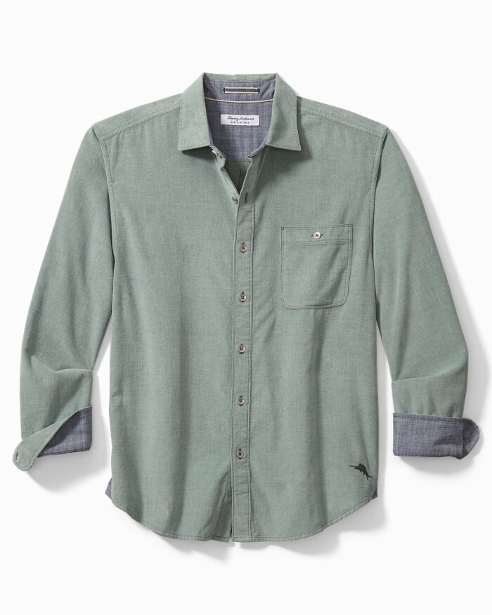 Coastline Corduroy Sandwash Shirt, Size: Medium, Colour: Dark Fern