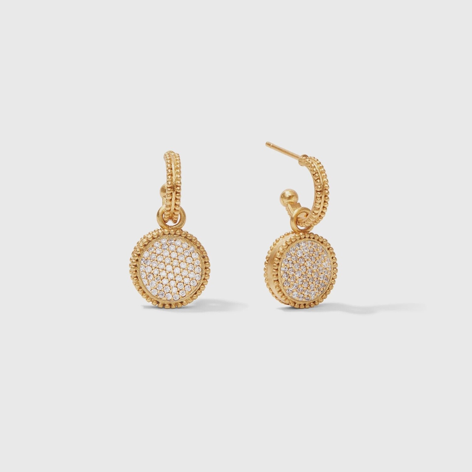 Fleur-de-Lis Hoop &amp; Charm Earrings, Colour: Pavé Cubic Zirconia