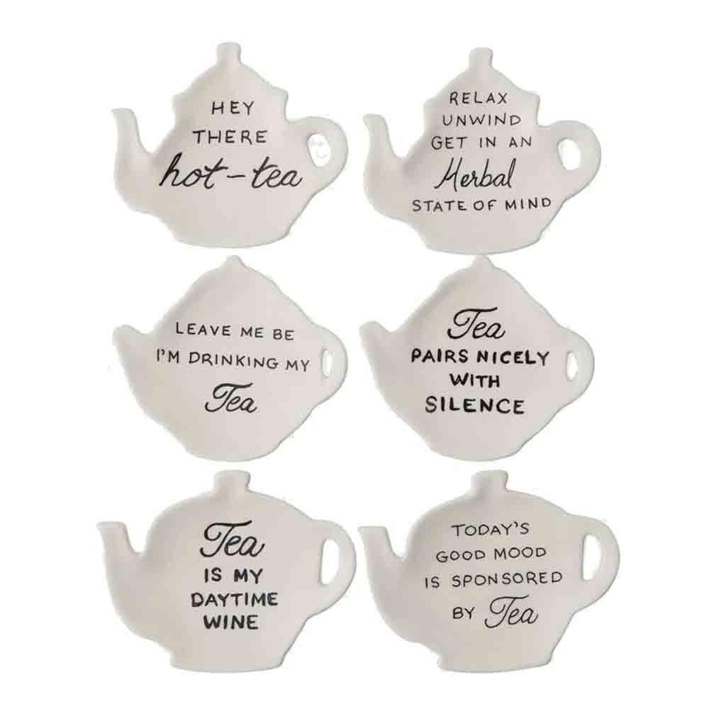 Stoneware Teapot Dish with Tea Saying