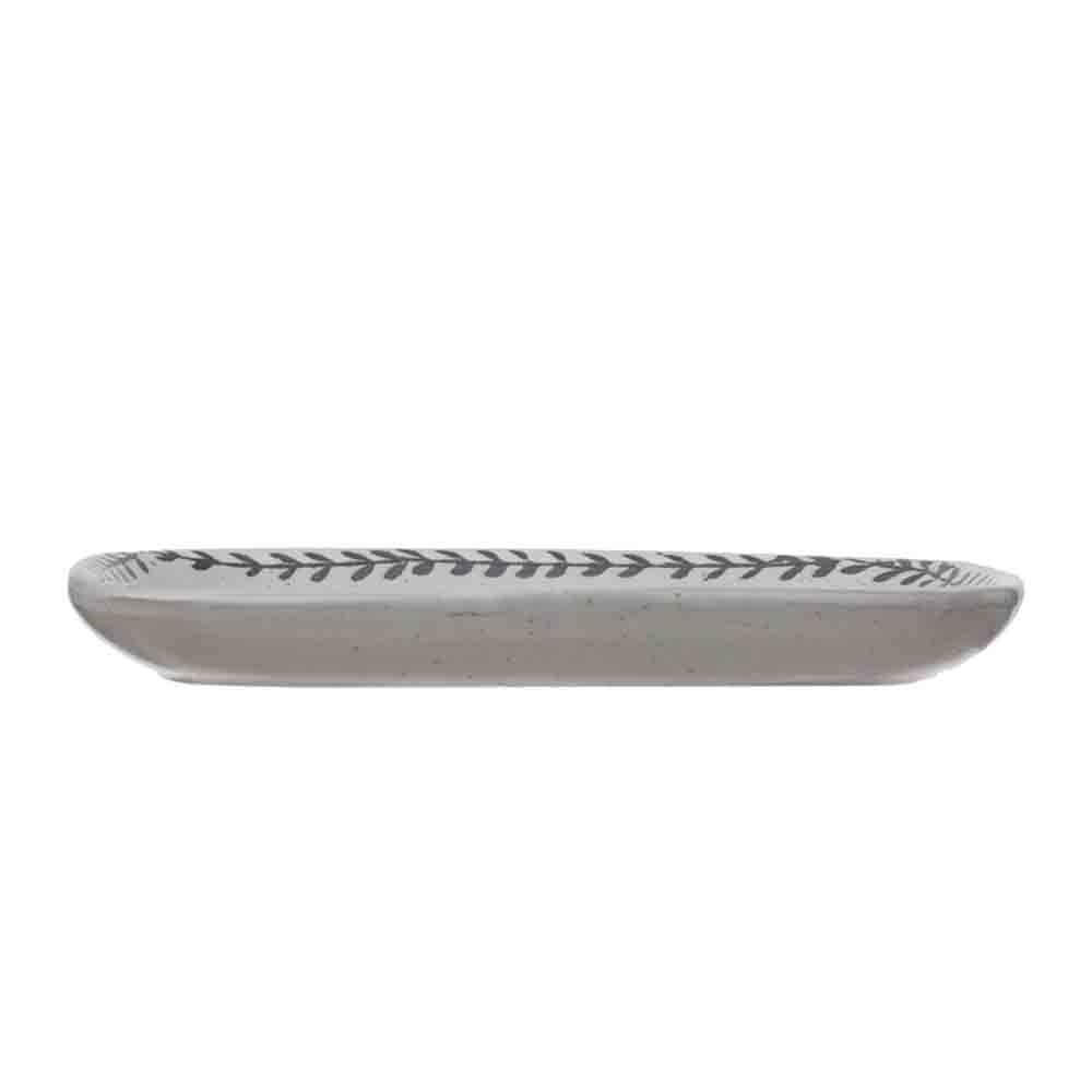 Stoneware Plate w/ Debossed Pattern Edge