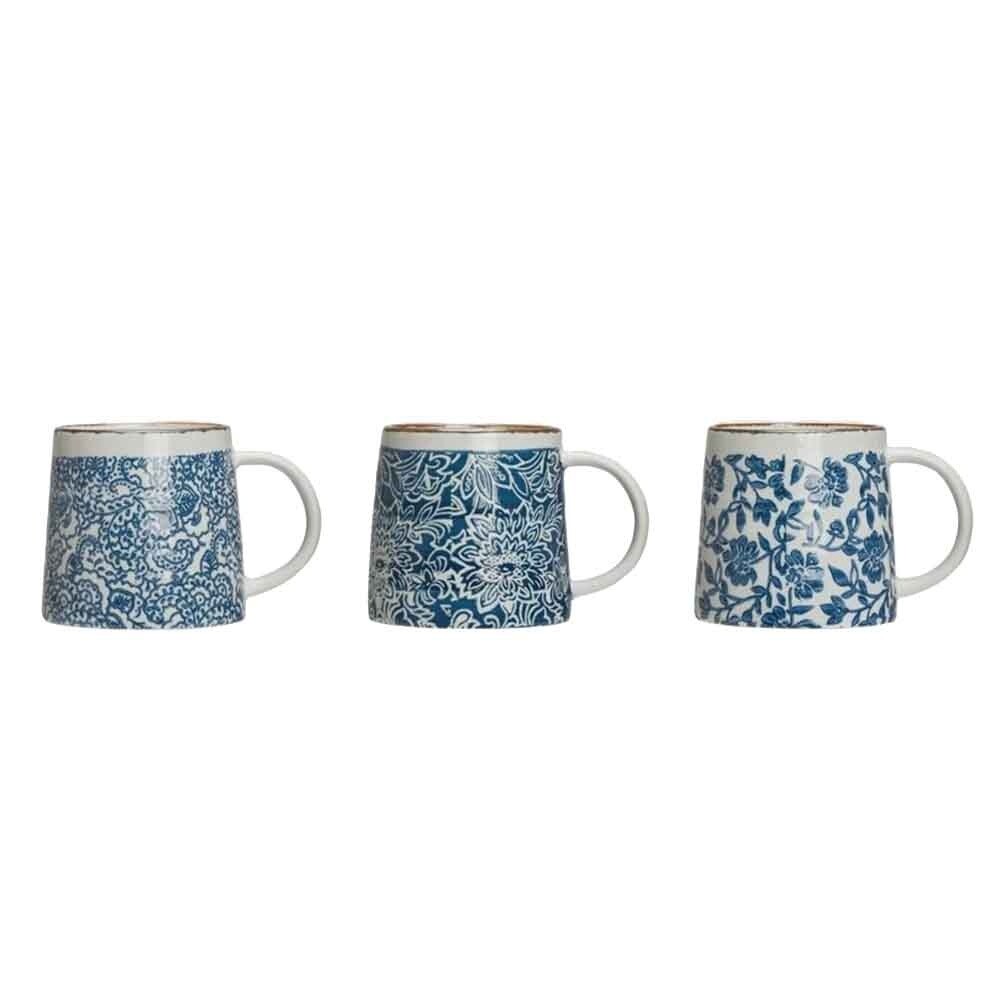 Hand-Stamped Stoneware Mugs
