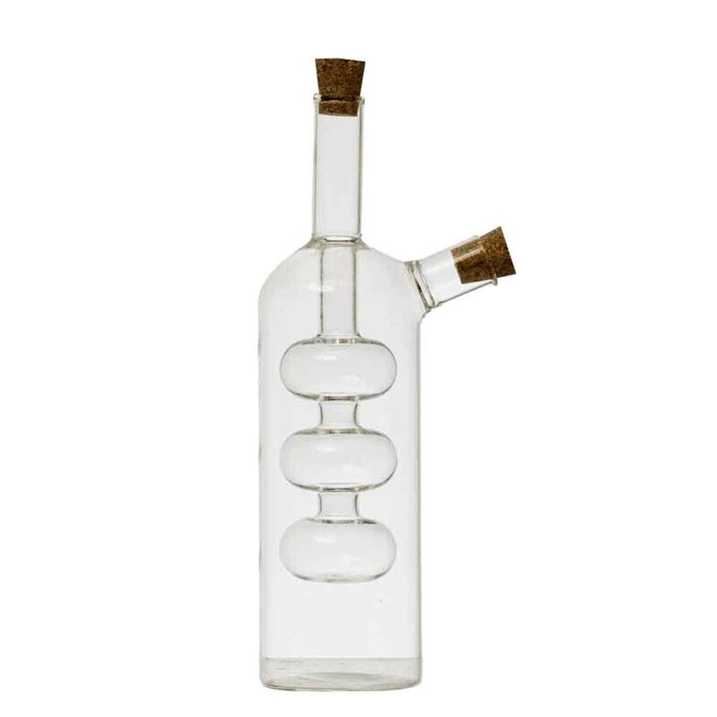 Glass Oil and Vinegar Cruet with Cork Stoppers