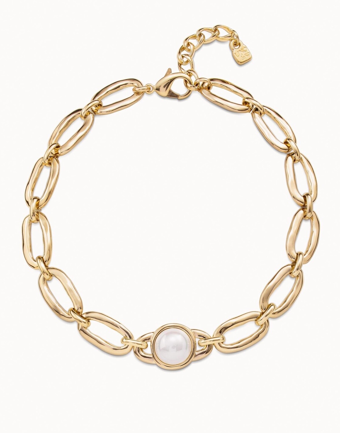 Ovni Necklace - Small Central Pearl, Colour: Gold