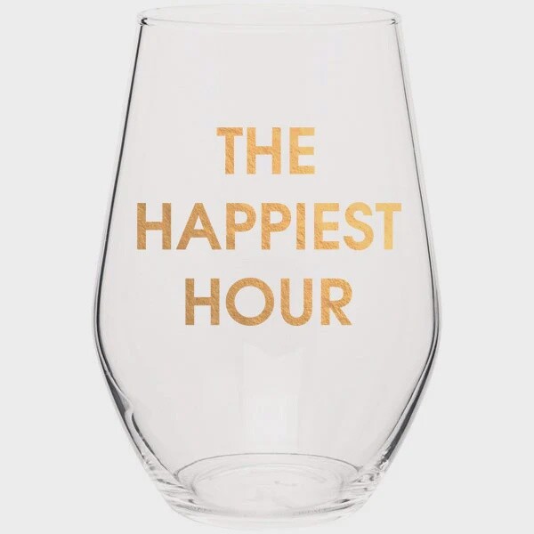 The Happiest Hour Foil Wine Glass