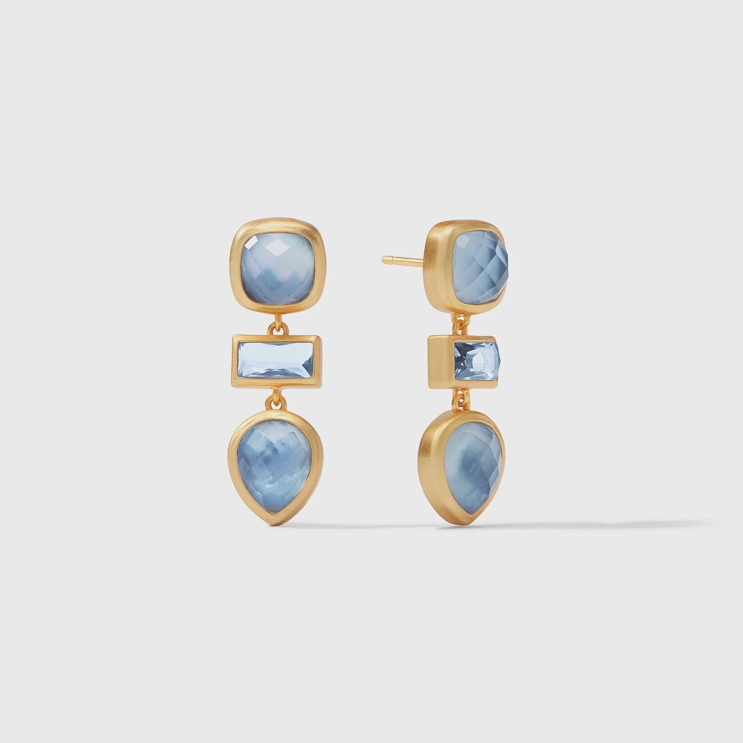 Antonia Tier Earrings, Colour: Iridescent Chalcedony Blue