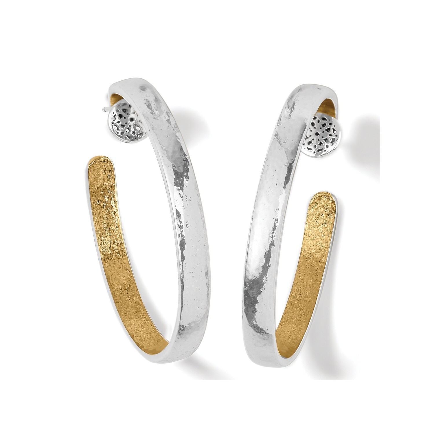 Ferrara Entrata Medium Hoop Earrings, Colour: Silver-Gold