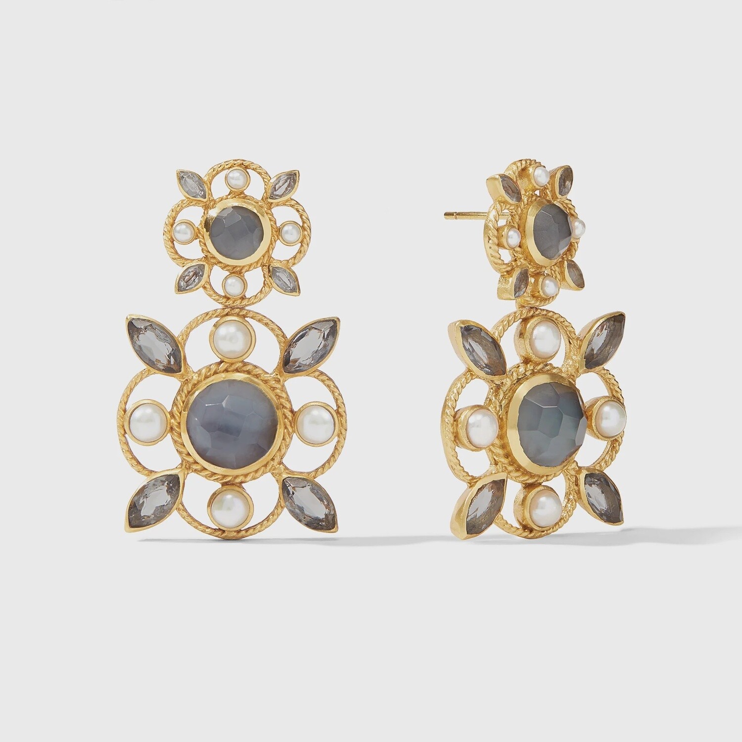 Monaco Statement Earrings, Colour: Iridescent Charcoal Blue