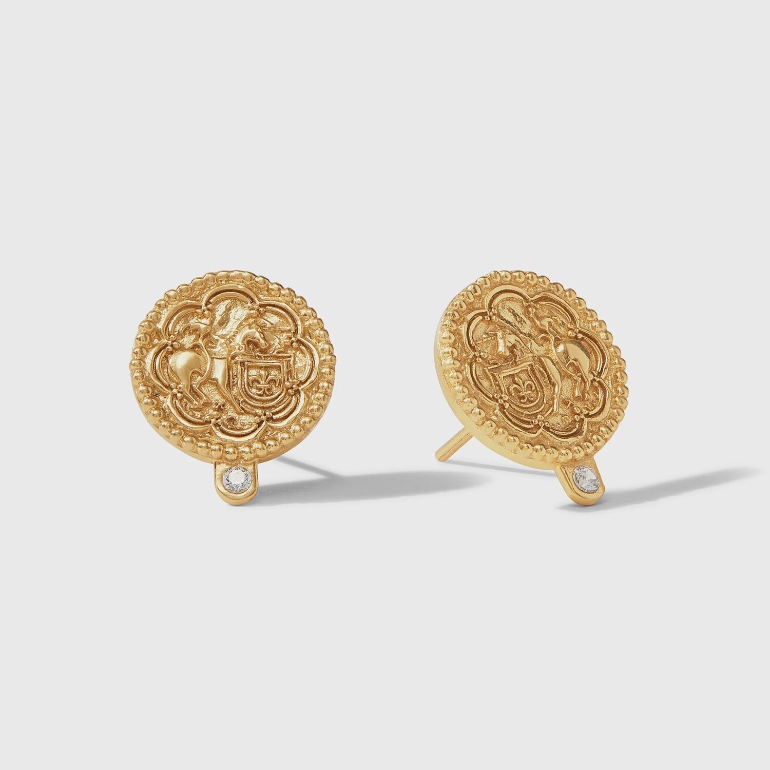 Trieste Coin Cubic Zirconia Stud Earrings