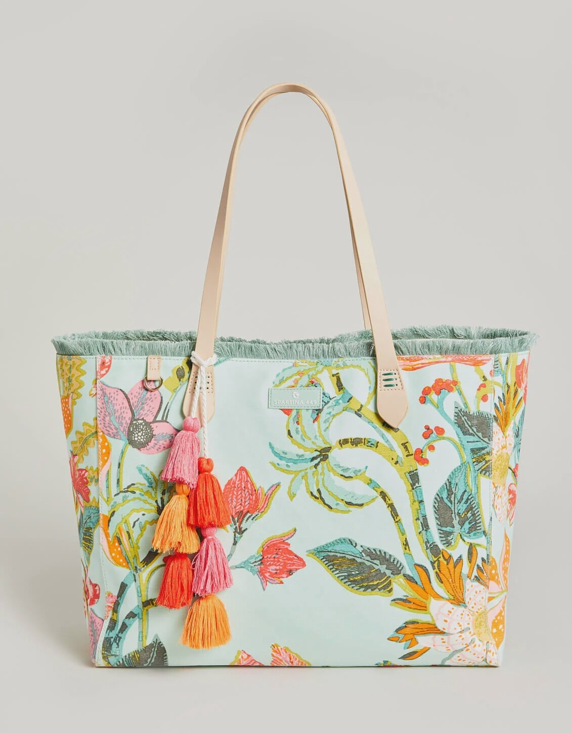 Beach Tote Queenie Tropical Floral Sea Foam