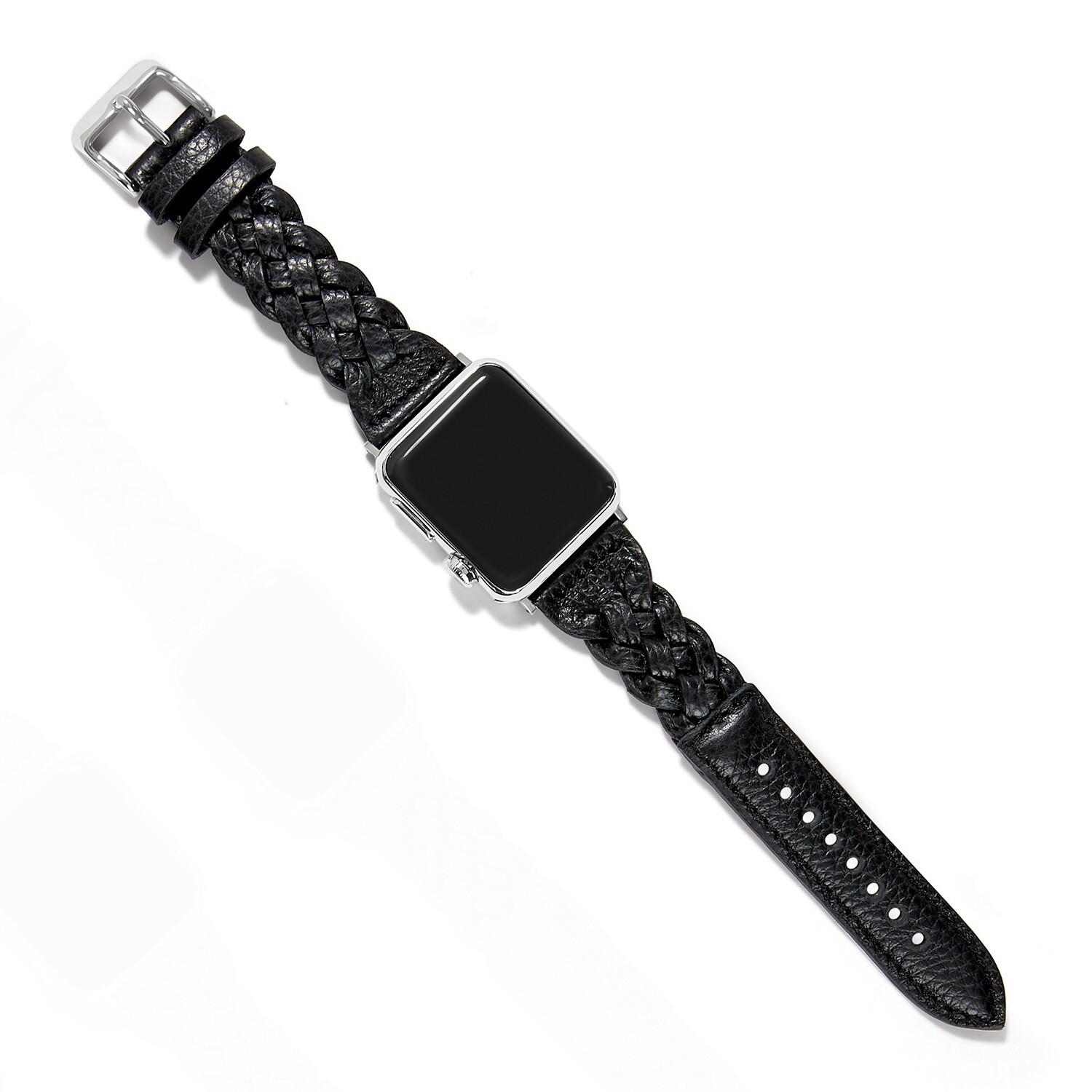 Sutton Braided Leather Watch Band, Colour: Black