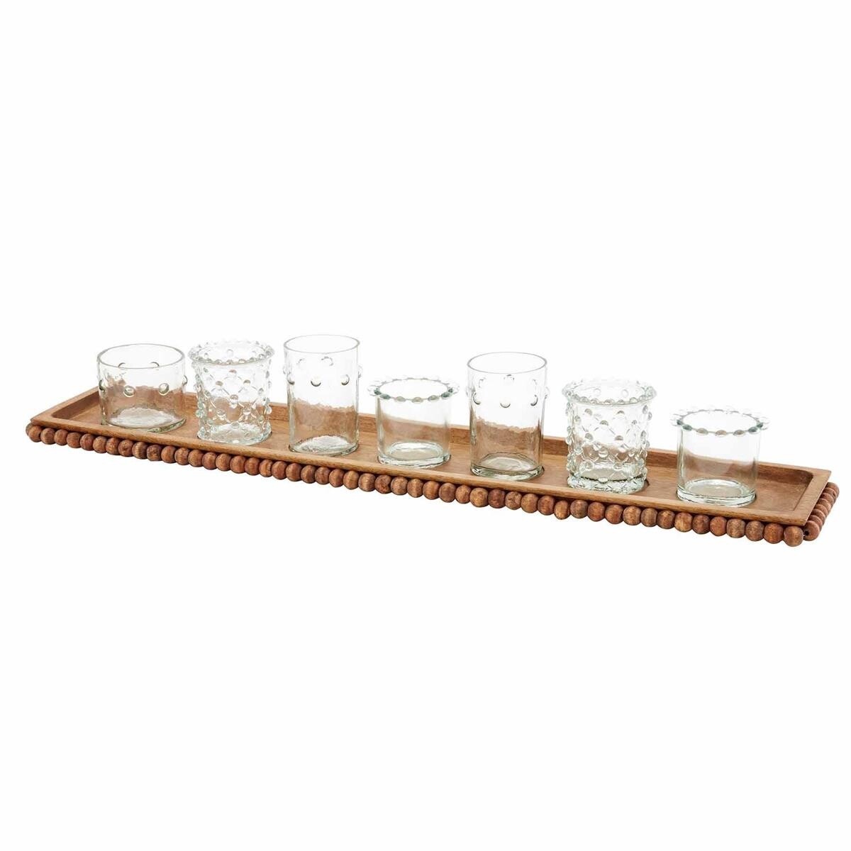 Beaded Votive Tray Set- Wood